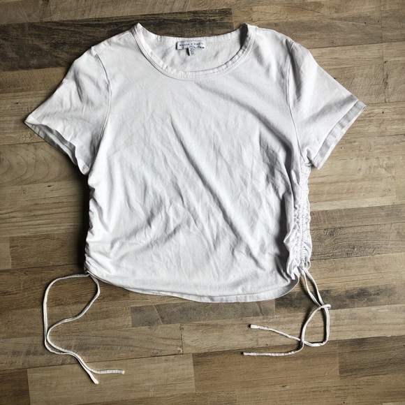 Madison d’Amelie Paris Womens Tee Shirt Short Sleeves White Drawstrings Y2K - Picture 1 of 6